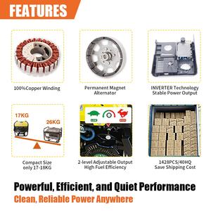 Generador de gasolina TKH1300i de China, 156F, 1.3kw, 1.45kw, generador de gasolina de bastidor abierto con inversor, línea de fabricación - Product Image 5