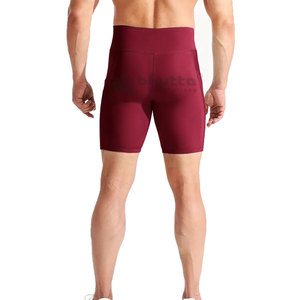 Custom Logo Stylish Fitness Wear Quick Dry Workout Running Tights <b>Compression</b> <b>Shorts</b> with Pocket Elastic Waist Solid - Product Image 2