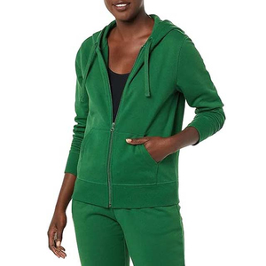 Sweat-shirts pour femmes de style sportif, unis et basiques, très demandés, avec fermeture éclair sur le devant, en molleton 100% coton, faible MOQ - Product Image 1