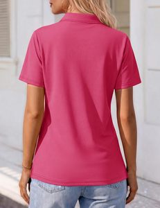 เสื้อยืดผ้าฝ้ายพรีเมียมสำหรับผู้หญิง แขนสั้น ระบายอากาศได้ดี ผ้าถัก สวมใส่สบาย เหมาะสำหรับกอล์ฟ เทนนิส ชุดทำงาน ท็อปช็อป แห้งเร็ว - Product Image 2