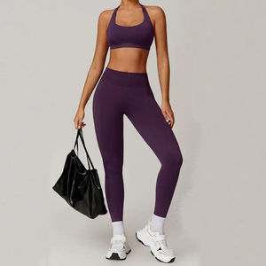Ensemble de vêtements de yoga pour femmes, 10 pièces, sans couture, solide, haute élasticité, séchage rapide, pour la course à pied, le sport et la gym - Product Image 3