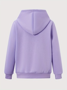 Sudadera con Capucha Personalizada para Mujer, con Cierre, Color Sólido, Tejido de Algodón, Estilo Casual Otoñal, Largo Regular, Manga Larga, Transpirable - Product Image 2