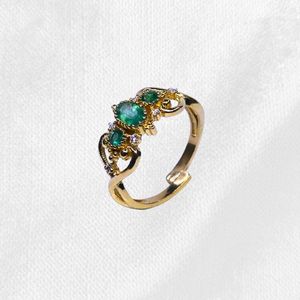 Wedding Wear 925 Sterling <b>Silver</b> Gold Plated Jewelry <b>Emerald</b> White Topaz Gemstone Women Wear Classic <b>Ring</b> - Product Image 6