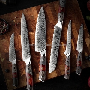 Ensemble de 8 couteaux de chef en acier inoxydable multifonctionnels écologiques avec manche en bois et résine, ensemble de couteaux de cuisine professionnels - Product Image 2