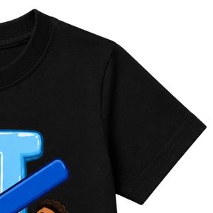 เสื้อยืดแขนสั้นสีดำสำหรับเด็กวัยหัดเดิน พิมพ์ลายตัวอักษรแบบประสาน คอกลม ลำลอง น้ำหนักเบา แฟชั่นสำหรับทุกวัน สำหรับเด็กผู้หญิง - Product Image 4