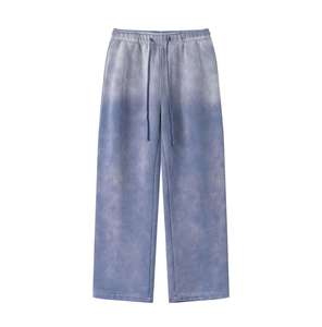 Custom for Puff Print <b>Flare</b> Wide Leg Men's <b>Sweatpants</b> Sun Faded Fleece Blank Baggy Pants Flat Front <b>Wholesale</b> Trouser for unisex - Product Image 2