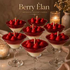 Vela de Postre con Diseño de Copa de Martini y Fresa |   Vela Decorativa de Lujo Hecha a Mano para Fiestas, de Tallo Largo, para Uso en Interiores - Product Image 4