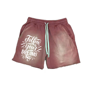 Short de survêtement vintage épais à cordon de serrage, style streetwear, avec deux poches latérales, effet délavé et vieilli, unisexe - Grande Vente - Product Image 5