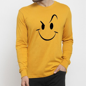 T-shirt de sport vintage 100 % coton à manches longues pour homme et unisexe, avec imprimé visage de dessin animé, col rond, coupe décontractée en jersey – Vente en gros - Product Image 5