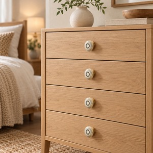 SHUBHAM Decorative <b>Ceramic</b> Cabinet <b>Knob</b> with Brass Base – Ivory Brown Gold Dotted Floral <b>Drawer</b> Pull Handle for Furniture - Product Image 4