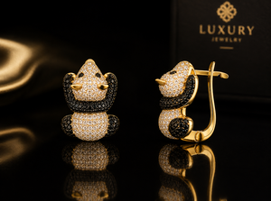 Pendientes Panda Huggie para mujer, Color dorado, circonia cúbica, cristal blanco y negro, joyería de animales bonitos, regalo, ropa de fiesta - Product Image 6