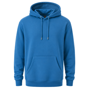 Men’s Custom Cerulean Blue Pullover <b>Hoodie</b> Long Sleeve Regular Fit Fleece Sweatshirt with Drawstring Hood Kangaroo Pocket Street - Product Image 1