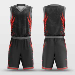 Maillots de basketball personnalisés sublimés sans manches col en V noir et rouge avec nom d'équipe, 100 % évacuation de l'humidité, unisexe, pour adultes, vêtements de sport - Product Image 4