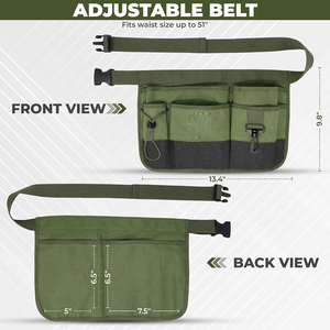 Delantal de Cintura Clásico de Poliéster Oxford, Lavable, Resistente, con Múltiples Bolsillos, Cinturón Ajustable, Verde, para Uso Diario - Product Image 5