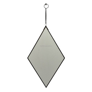 IHA latón antiguo elegante forma de diamante Art Deco Metal vidrio decoración del hogar espejo de pared Rectangular borde curvo baño sala de estar - Product Image 1