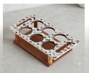 Soporte Decorativo Moderno para Botellas, Bandeja de Madera MDF para Bebidas, Soporte para Servir Jugos con Incrustaciones de Madreperla para el Hogar - Product Image 1