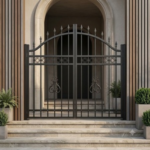 Puerta Doble de Jardín de Hierro Forjado a Mano KHP, Diseño Floral Exquisito, Entrada de Seguridad Galvanizada de Alta Resistencia, Diseño Victoriano - Product Image 4