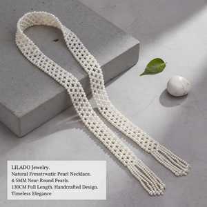 Écharpe longue en fourrure WENCHI avec perles d'eau douce naturelles 800g - Accessoire élégant et luxueux - Product Image 2