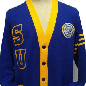 Cardigan personnalisé col en V pour sororité, décontracté, anti-plis, en laine/acrylique, pour l'hiver, vêtement d'intérieur, pull tricoté à manches longues avec ceinture à nouer - Product Image 5