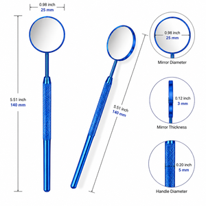 Handheld Round Metal <b>Makeup</b> <b>Mirror</b> Single Side Blue Finish - Product Image 5