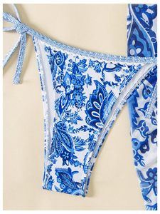 Traje de Baño de Dos Piezas con Estampado Floral para Mujer, Ropa de Playa Halter, OEM Personalizado al por Mayor - Product Image 4