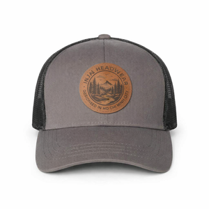 หมวกแก๊ปทรง Trucker ปักโลโก้หนังตามสั่ง ขายส่ง คุณภาพสูง 6 แผง ทรงกลาง สีเทา ผ้าฝ้ายตาข่าย สไตล์วินเทจ สำหรับกิจกรรมกลางแจ้ง - Product Image 1