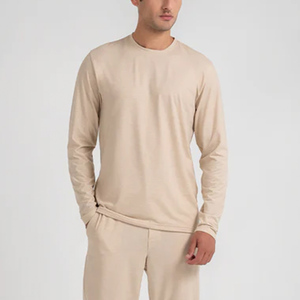 Camiseta de Manga Larga para Hombre de Alta Calidad, 100% Algodón, Lisa, Moderna, Transpirable, con Cuello Redondo - Product Image 2