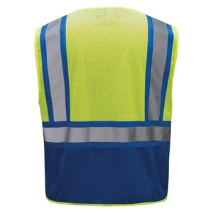 Gilet de sécurité réfléchissant réversible et respirant pour homme, en toile, pour l'automne, vêtement de travail décontracté, jaune et bleu - Product Image 2