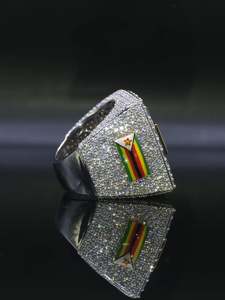 Custom <b>Emerald</b> Cut Diamond Championship <b>Ring</b> 925 <b>Silver</b> Rhodium Plated 10 Ct Iced Statement Hip Hop Rapper Jewelry Unisex - Product Image 3