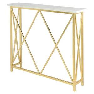 Elegant Modern Iron Console <b>Table</b> with Rock Slab Edge Foldable Design for Small <b>Space</b> Living and Stylish Interiors - Product Image 5