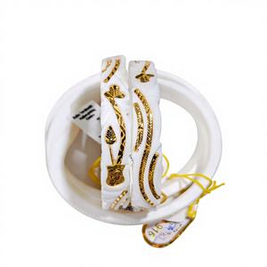 Bracelet tendance en or massif 22 carats avec coquille de conque blanche pour femme, bijoux de mariage traditionnels bengalis, ensemble Shakha authentique - Product Image 1