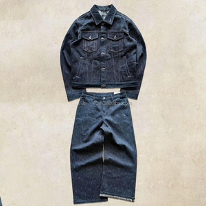 American Retro Vintage Straight Jeans Stonewashed High Street <b>Pull</b> Out 3D Pattern Button Breathable Loose Drape Hole Denim - Product Image 6