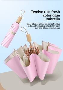 Parapluie manuel pliant en trois sections à 12 baleines, mini parapluie capsule tendance dégradé, ensemble cadeau de luxe, vente fournisseur, livraison gratuite - Product Image 5