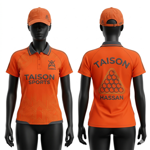 เสื้อสนุกเกอร์ผู้หญิง พรีเมียม โพลีเอสเตอร์ ระบายอากาศได้ดี สีน้ำเงินกรมท่า ลายเพสลีย์ ดีไซน์แบบแผง  รับสกรีนโลโก้ตามสั่ง - Product Image 3