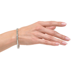 JEWELEGACY Pulsera de tenis para mujer con diamantes de laboratorio talla Asscher, regalo de aniversario, claridad VVS1, oro blanco de 10K, joyería hecha a mano - Product Image 3