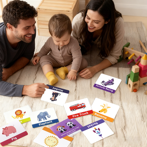 Tarjetas de aprendizaje temprano en inglés, tarjetas cognitivas gruesas, impermeables y reutilizables para que los niños aprendan palabras visuales. - Product Image 6