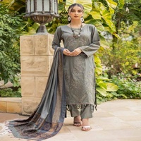 Vestido Salwar Kameez de Tres Piezas, Jacquard, Viscosa, Estilo Pakistaní e Indio, para Fiesta o Uso Casual, con Bordado Intenso, Diseño Étnico Moderno