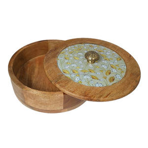 Boîte à rôtis en bois faite à la main de qualité supérieure Boîte de rangement de tortillas de haute qualité pour servir des aliments Casserole Chapati en bois-20 - Product Image 5