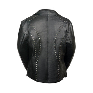 Samroz แจ็คเก็ตขี่มอเตอร์ไซค์หนังสีดำ, เสื้อกีฬาสำหรับผู้หญิง - Product Image 2