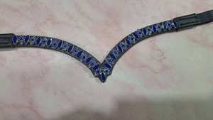 Cabezada de Cuero con Cristales Azules de Lujo en Forma de V, Accesorio Ecuestre con Pedrería, MS TECHIFY EXPORTS LB007 - Product Image 4