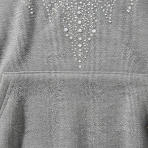 Private Custom Bling Sparkle Crystal Rhine Stone Men's Winter Oversized Full <b>Zip</b> Fleece Breathable Hoodie 100% Cotton - Product Image 5