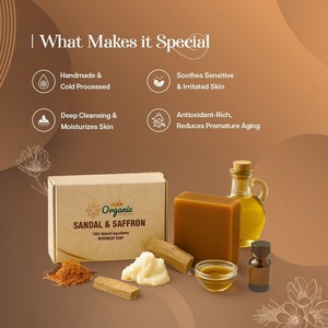 Jabón Artesanal de Azafrán en Barra, Jabón Corporal Herbal Sólido con Ingredientes Naturales, Aceite de Oliva, Uso Diario para Adultos - Product Image 2