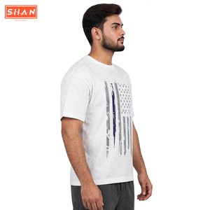 Custom American <b>Flag</b> Thin Blue Line Men T Shirt Distressed Printed Cotton Tee Independence Day Casual Wear - Product Image 2