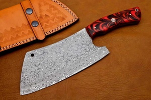 Couteau de Chef Hachoir Robuste en Acier Damas de 12 pouces avec Manche en Résine, Personnalisable OEM/ODM, pour Viande, avec Étui en Cuir - Product Image 3