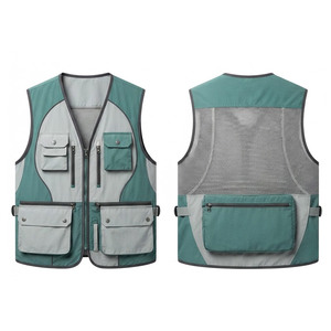 Gilet de pêche pour hommes, léger, avec empiècements en maille, multi-poches, vêtements de pêche en plein air, design ajustable, fournisseur en gros - Product Image 1