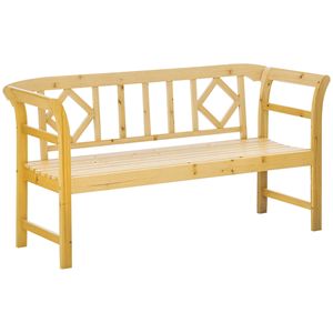Panca da Giardino Rustica per 3 Persone con Schienale e Braccioli, Motivo a Rombi, per Esterni, Giardino e Parco - Product Image 1