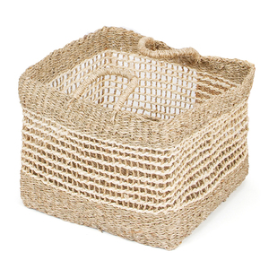 Vietrustic Wholesale Seagrass Woven <b>Rustic</b> Rectangle Basket Eco-Friendly Storage Organizer for Living Room & Laundry Storage - Product Image 1