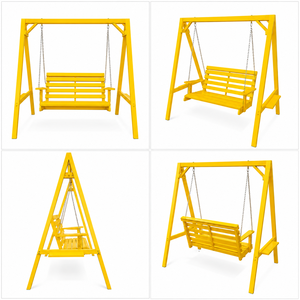 Modern Outdoor <b>Metal</b> Patio Swing Chair 3-Person DIY Assembly Powder Coated Steel Garden Swing <b>Bench</b> - Product Image 2