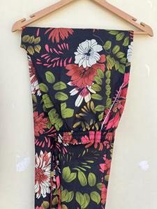 Ensemble pyjama en coton noir à fleurs, style indien, pour femmes - Product Image 3