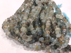 Eminent Jewel - Hilo de Cuentas de Piedras Preciosas de Aguamarina Musgo Azul Natural, Facetadas en Forma de Rondelle, de 8-9 mm, 8 Pulgadas de Largo, para la Fabricación de Joyas - Product Image 3